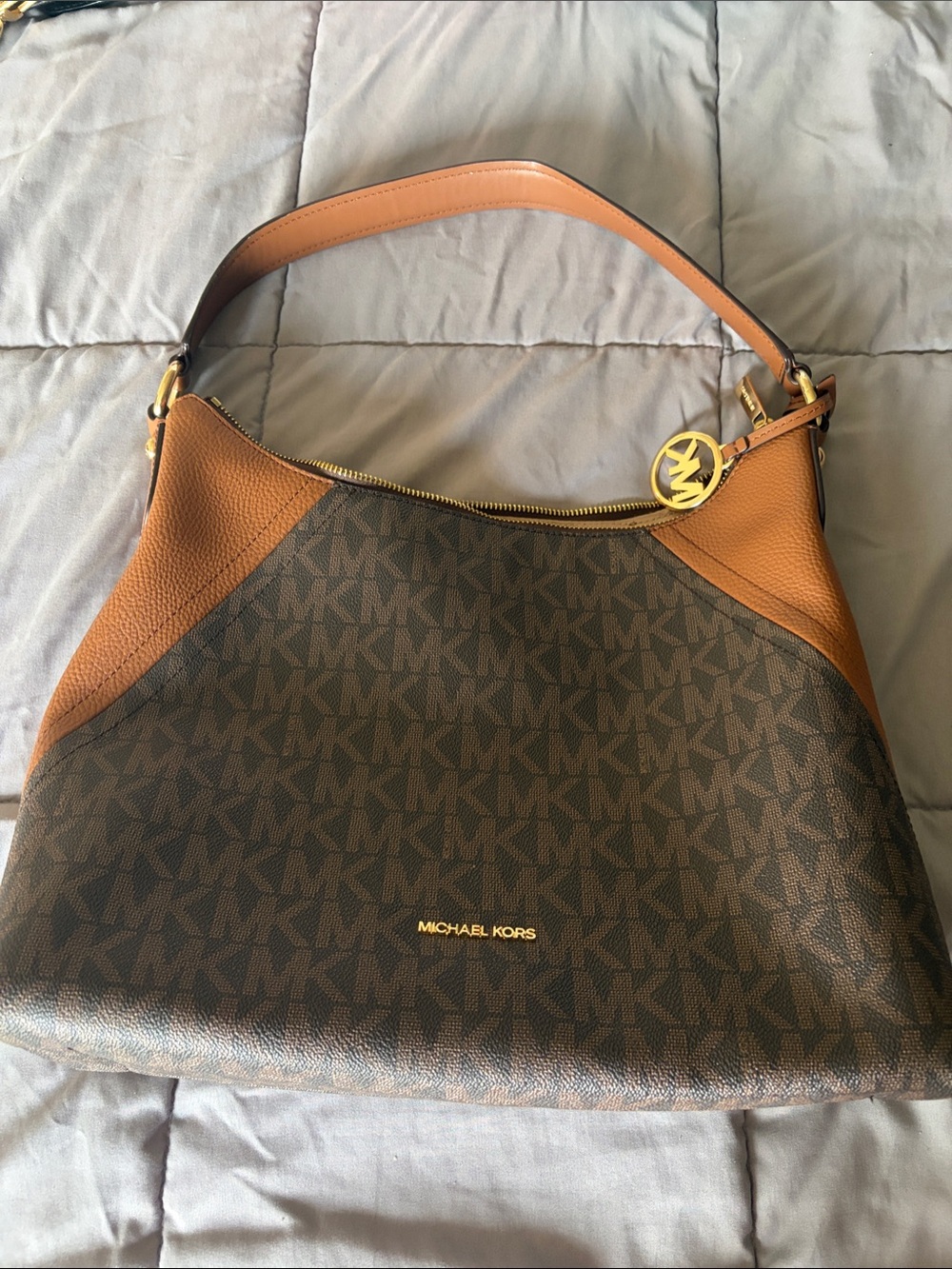 Michael Kors Brown & Tan Signature Hobo Shoulder Bag